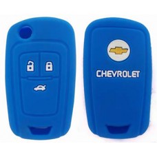 FUNDA DE SILICON PARA CONTROL CHEVROLET Cruze 3 Botones con logo Color Azul