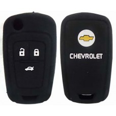 FUNDA DE SILICON PARA CONTROL CHEVROLET Cruze 3 Botones con logo Color Negro