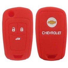 FUNDA DE SILICON PARA CONTROL CHEVROLET Cruze 3 Botones con logo Color Rojo