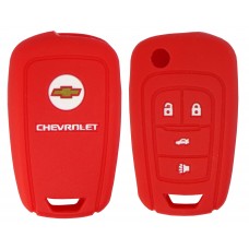 FUNDA DE SILICON PARA CONTROL CHEVROLET Camaro 4 botones con logo color Rojo