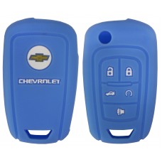 FUNDA DE SILICON PARA CONTROL CHEVROLET Camaro 5 botones con logo color Azul Claro