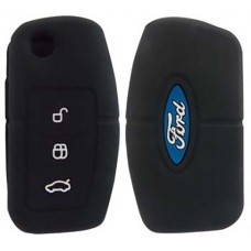 FUNDA DE SILICON PARA CONTROL FORD Focus Mod. 07-13 de 3 botones con logo Color Negro