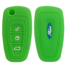 FUNDA DE SILICON PARA CONTROL FORD Focus Mod. 11-14 de 3 botones con logo Color Verde