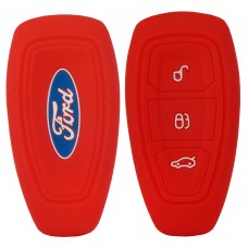 FUNDA DE SILICON PARA CONTROL FORD Fiesta de presencia Mod. 14-17 de 3 botones con logo Color Rojo