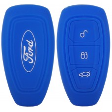 FUNDA DE SILICON PARA CONTROL FORD Fiesta de presencia Mod. 14-17 de 3 botones con logo Color Azul Marino