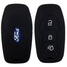 FUNDA DE SILICON PARA CONTROL FORD de presencia 3 botones con logo Color Negro