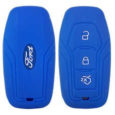 FUNDA DE SILICON PARA CONTROL FORD de presencia 3 botones con logo Color Azul Marino