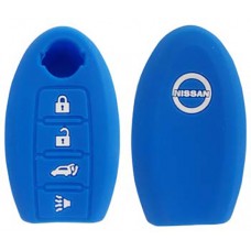 FUNDA DE SILICON PARA CONTROL NISSAN  de presencia 4 botones con logo Color Azul Marino