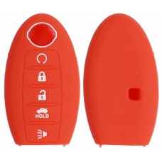 FUNDA DE SILICON PARA CONTROL NISSAN de presencia 5 botones color Rojo