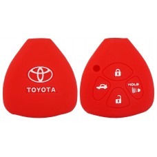 FUNDA DE SILICON PARA CONTROL TOYOTA 4 Botones con logo  color Rojo