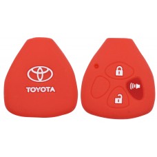 FUNDA DE SILICON PARA CONTROL TOYOTA 3 Botones con logo  color Rojo