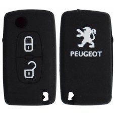 FUNDA DE SILICON PARA CONTROL PEUGEOT abatible 2 botones color Negro