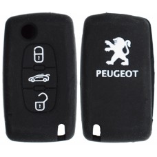 FUNDA DE SILICON PARA CONTROL PEUGEOT abatible 3 botones color Negro