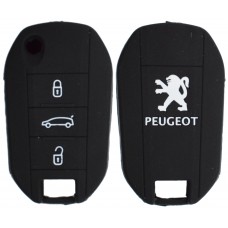 FUNDA DE SILICON PARA CONTROL PEUGEOT abatible 3 botones color Negro