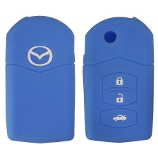 FUNDA DE SILICON PARA CONTROL MAZDA de 3 botones con logo Color Azul