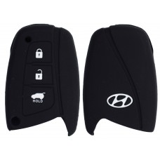 FUNDA DE SILICON PARA CONTROL HYUNDAI de 3 botones de presencia con logo Color Negro