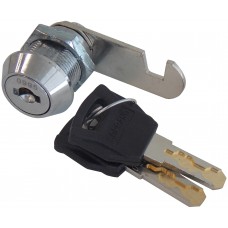 CERRADURA PARA MUEBLE LLAVE REGATA 90° con paleta de gancho cilindro roscado de 2 cm. 