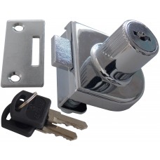 CERRADURA PARA MUEBLE PUERTA DE VIDRIO espesor max. 7 mm. Base cromada Traba sencilla vidrio simple