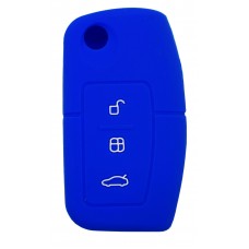 FUNDA DE SILICON PARA CONTROL FORD Focus Mod. 07-13 de 3 botones con logo Color Azul