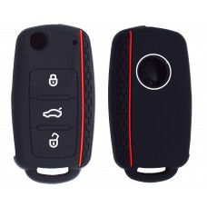 FUNDA DE SILICON PARA CONTROL VW DE 3 BOTONES COLOR NEGRO