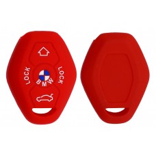 FUNDA DE SILICON PARA CONTROL BMW LLAVE DIAMANTE  2 BOTONES ROJO