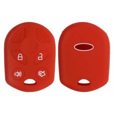 FUNDA DE SILICON PARA CONTROL FORD 4 BOTONES DE LLAVE CONTROL COLOR ROJO