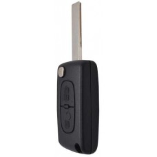 CARCASA PEUGEOT 307, 407 mod. 03-08 * 2 botones c/ llave Regata abatible p/control de alarma sin base para pila (con ranura)