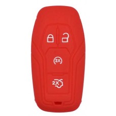 FUNDA DE SILICON PARA CONTROL FORD de presencia 4 botones color Rojo