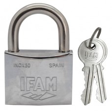 CANDADO arco normal 50 mm. Acero inoxidable Con llave sencilla niquel satin