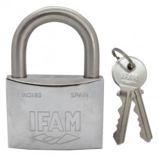 CANDADO arco normal 60 mm. Acero inoxidable Con llave sencilla niquel satin