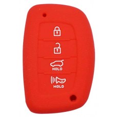 FUNDA DE SILICON PARA CONTROL HYUNDAI de 4 botones de presencia con logo Color Rojo