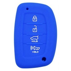 FUNDA DE SILICON PARA CONTROL HYUNDAI de 4 botones de presencia con logo Color Azul