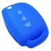 FUNDA DE SILICON PARA CONTROL HYUNDAI de 3 botones con logo Color Azul