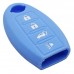 FUNDA DE SILICON PARA CONTROL NISSAN  de presencia 4 botones con logo Color Azul Claro