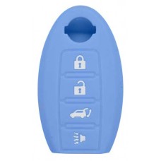 FUNDA DE SILICON PARA CONTROL NISSAN  de presencia 4 botones con logo Color Azul Claro