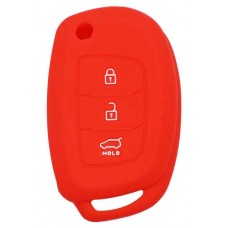 FUNDA DE SILICON PARA CONTROL HYUNDAI de 3 botones con logo Color Rojo