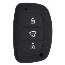 FUNDA DE SILICON PARA CONTROL HYUNDAI de 3 botones de presencia con logo Color Negro