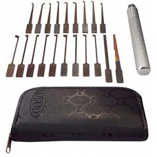 JUEGO DE GANZUAS con estuche y porta ganzua cilindrico de metal (21 pzas)