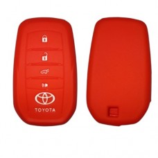 FUNDA DE SILICION PARA CONTROL  TOYOTA PRIUS PRESENCIA   4 BOT ROJO con logo