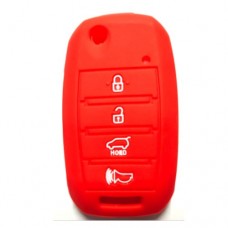 FUNDA DE SILICION PARA CONTROL  KIA  FLIP  4 BOTONES ROJO 