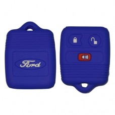 FUNDA DE SILICON PARA CONTROL FORD 3 botones realzados con logo Color Azul Marino con Logo