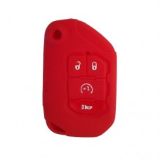 FUNDA DE SILICION PARA CONTROL  JEEP PRESENCIA  4 BOT  ROJO